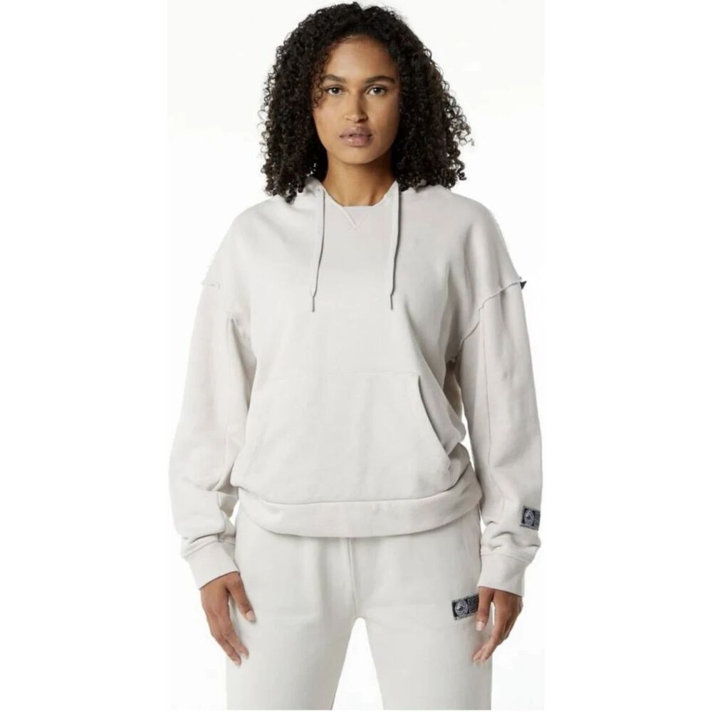 ALPHALETE S Very Terry Premium 100% cotton oversized pullover hooded cream